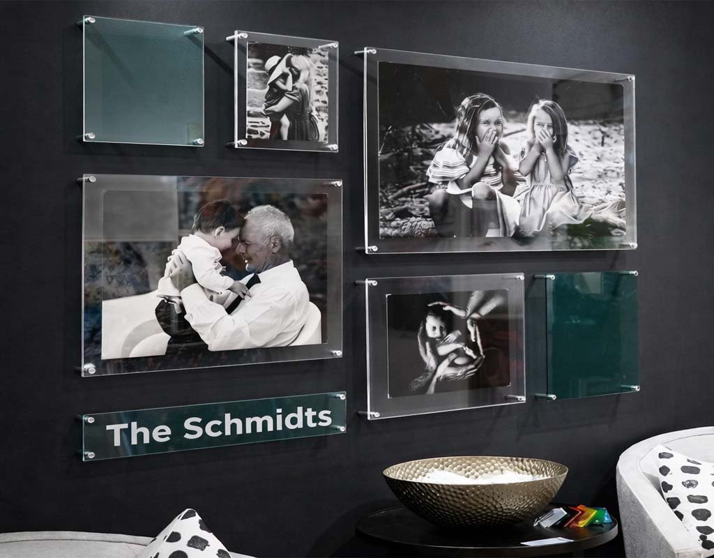Custom acrylic sandwich frame for artwork display in Dubai UAE